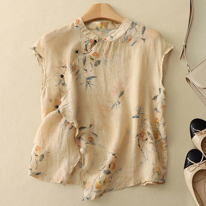 Elke – Women Vintage Sleeveless Blouse - Image 1