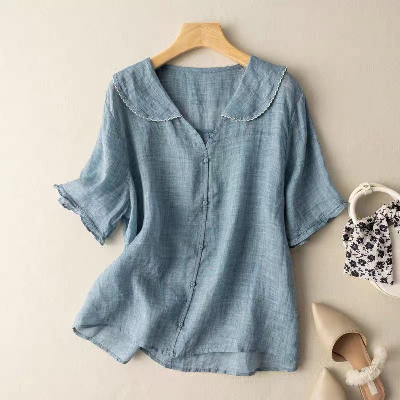 Katrin – Women Vintage with Button Detail Blouse - Image 3