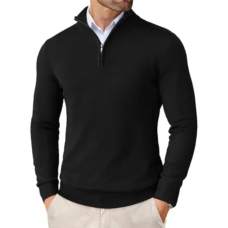 Men's jacket with a quarter-length zipper, loose fit, and ribbed hem - J&B; - 1 - Elvaroza.com