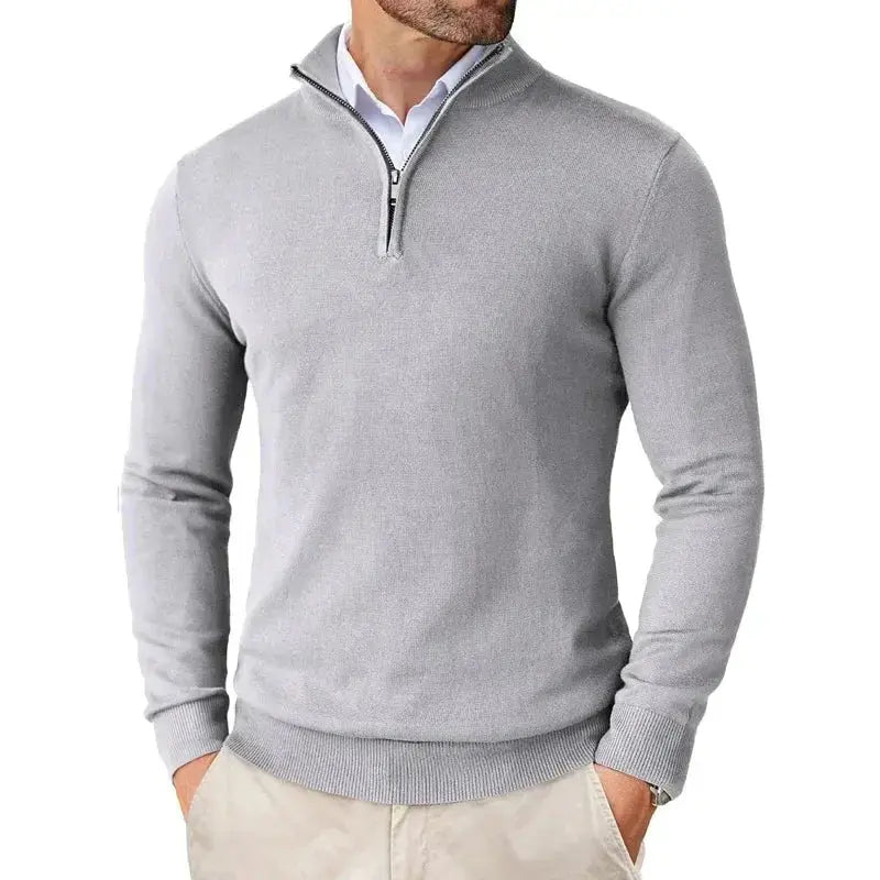 Men's jacket with a quarter-length zipper, loose fit, and ribbed hem - J&B; - 5 - Elvaroza.com