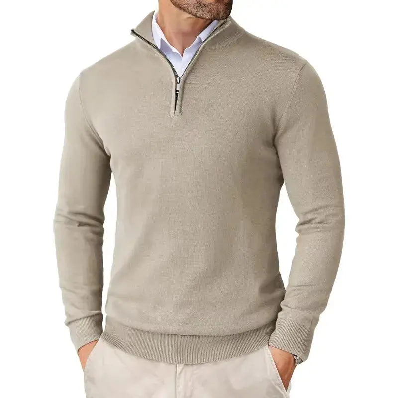 Men's jacket with a quarter-length zipper, loose fit, and ribbed hem - J&B; - 6 - Elvaroza.com