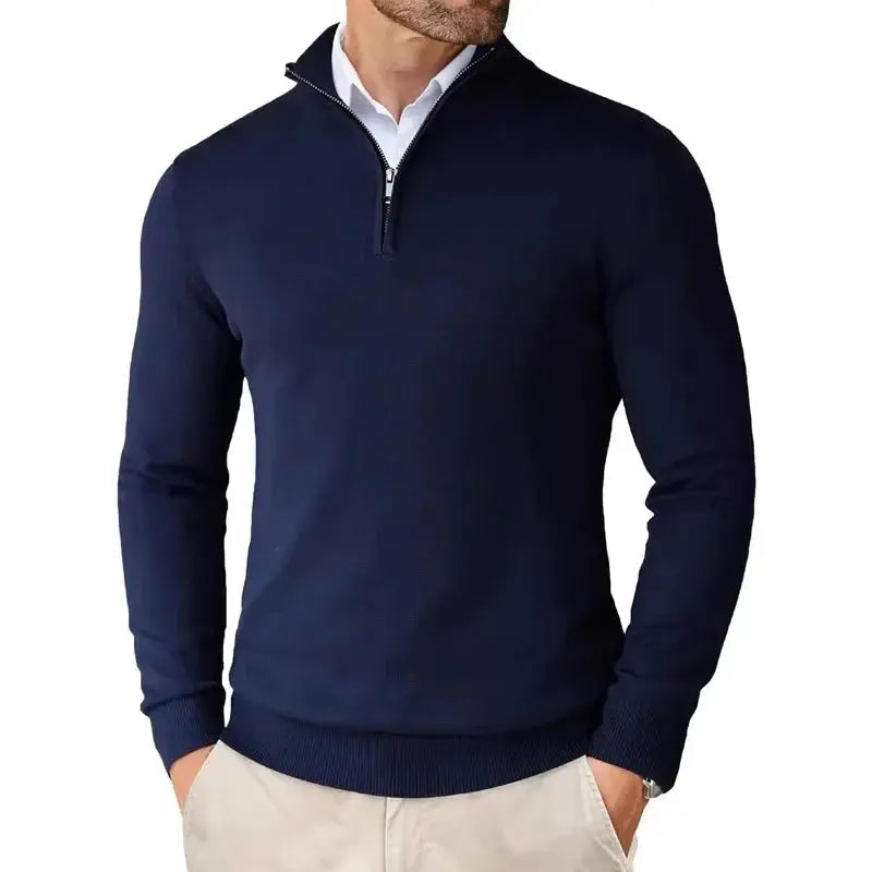 Men's jacket with a quarter-length zipper, loose fit, and ribbed hem - J&B; - 3 - Elvaroza.com