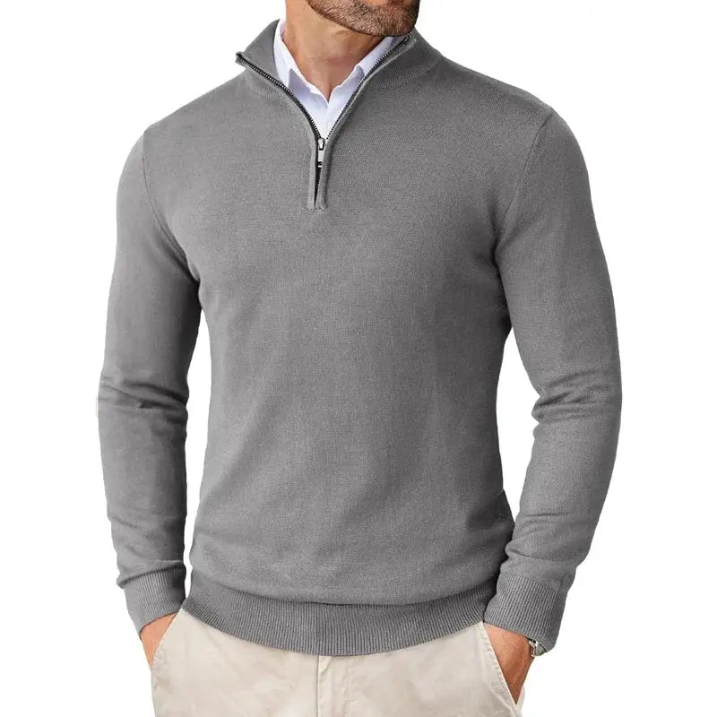 Men's jacket with a quarter-length zipper, loose fit, and ribbed hem - J&B; - 4 - Elvaroza.com