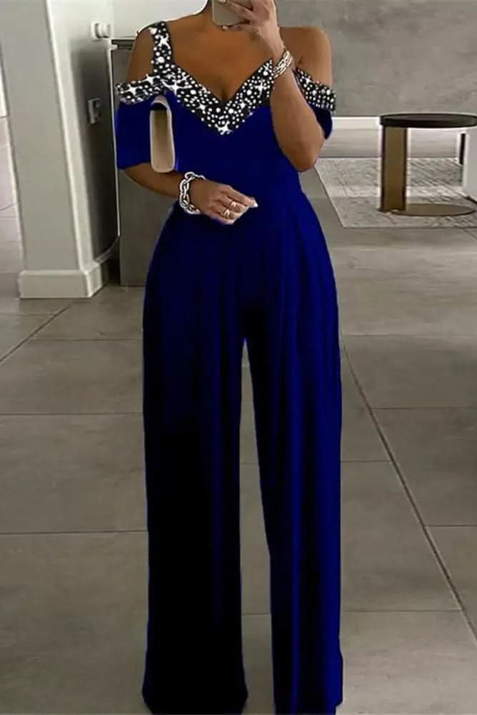 Elegant Jumpsuit Women's Off-Shoulder Design with Statement Neckline - Image 3