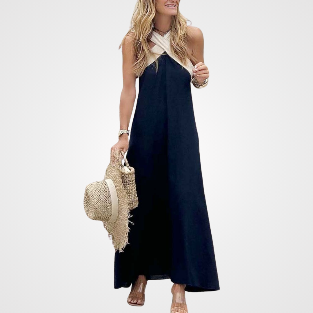 Annemarie – Elegant Cross Neck Dress - Image 5