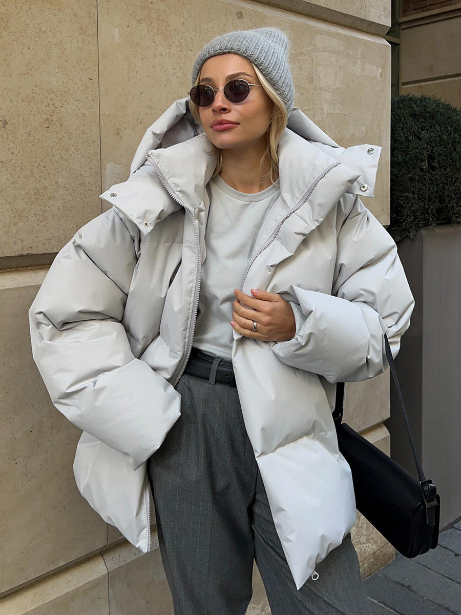 Puffer Jacket Women's Oversized Fit with Hood - Image 1