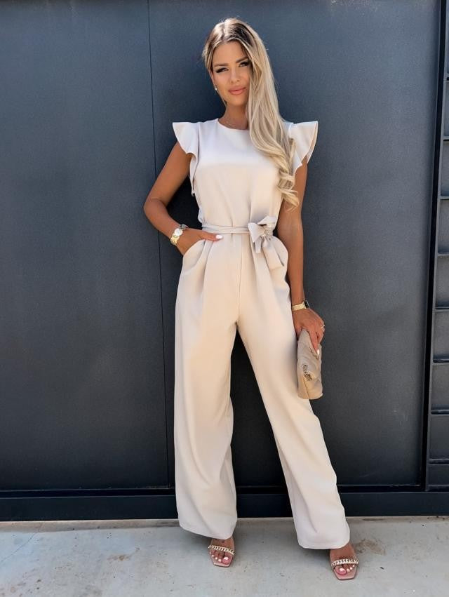Monika – Elegant Ruffle Sleeve Belted Jumpsuit - Image 1