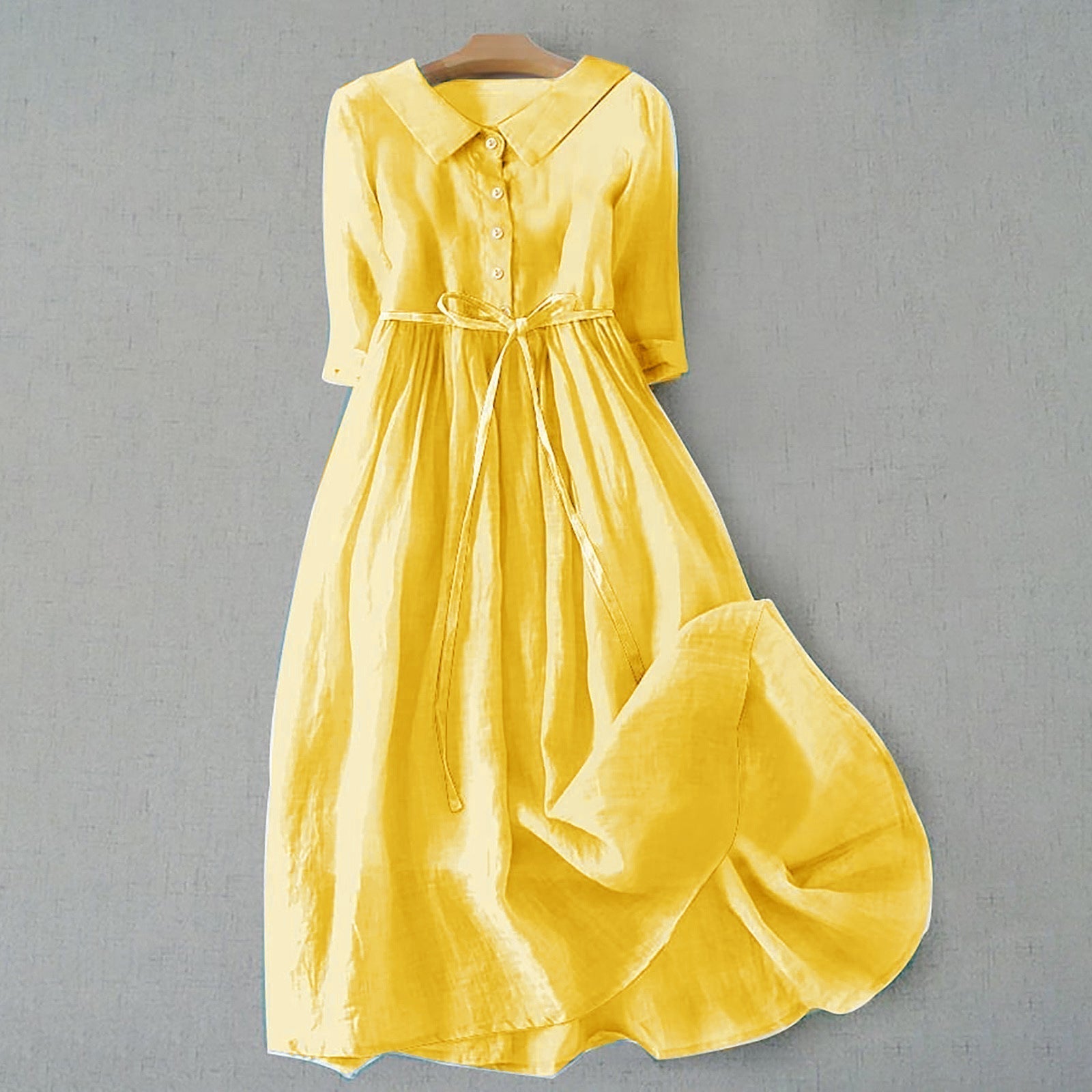 Kerstin – Women Cotton and Linen Button-Up Dress - Image 9