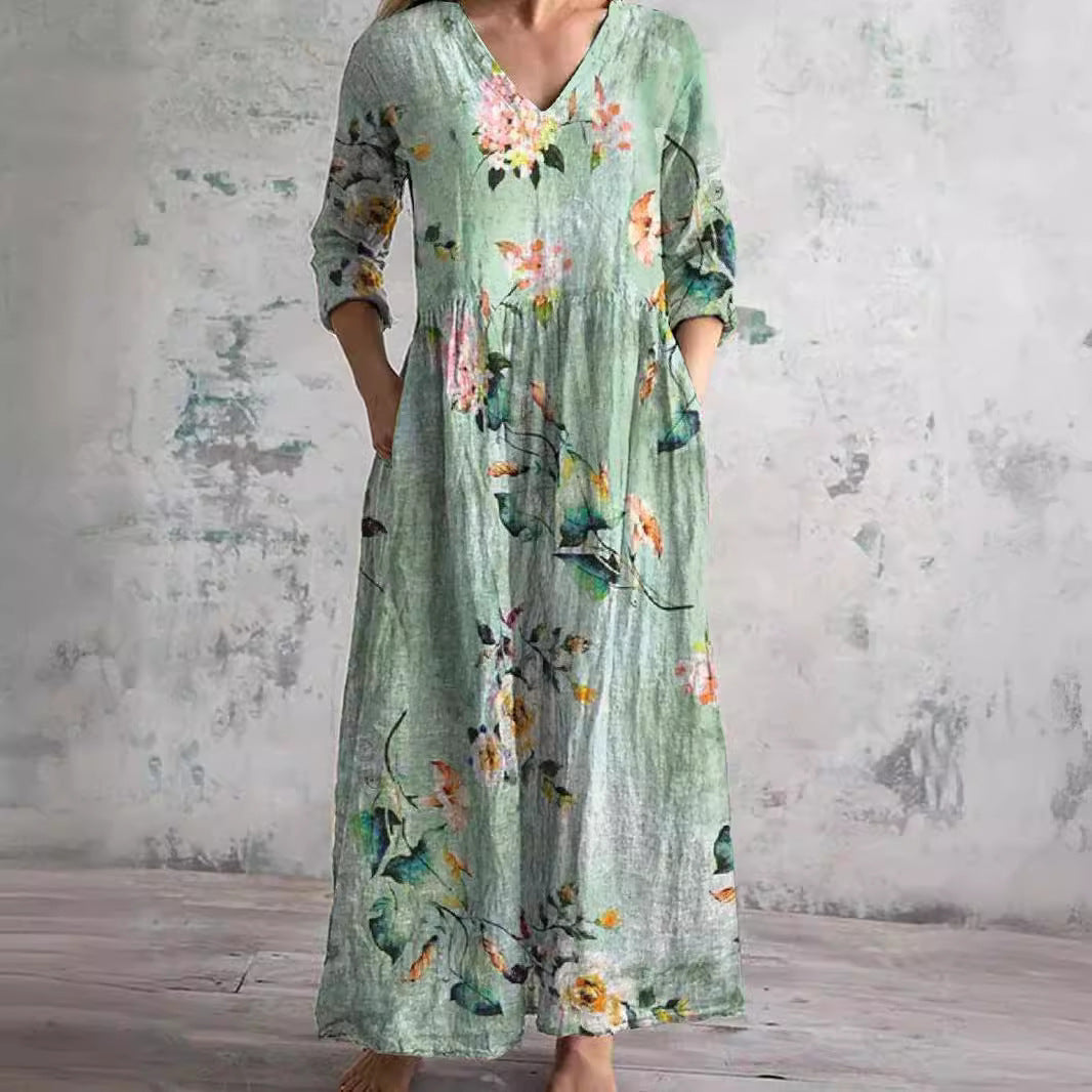 Amelie – Women V-Neck and Floral Pattern Dress - Image 3
