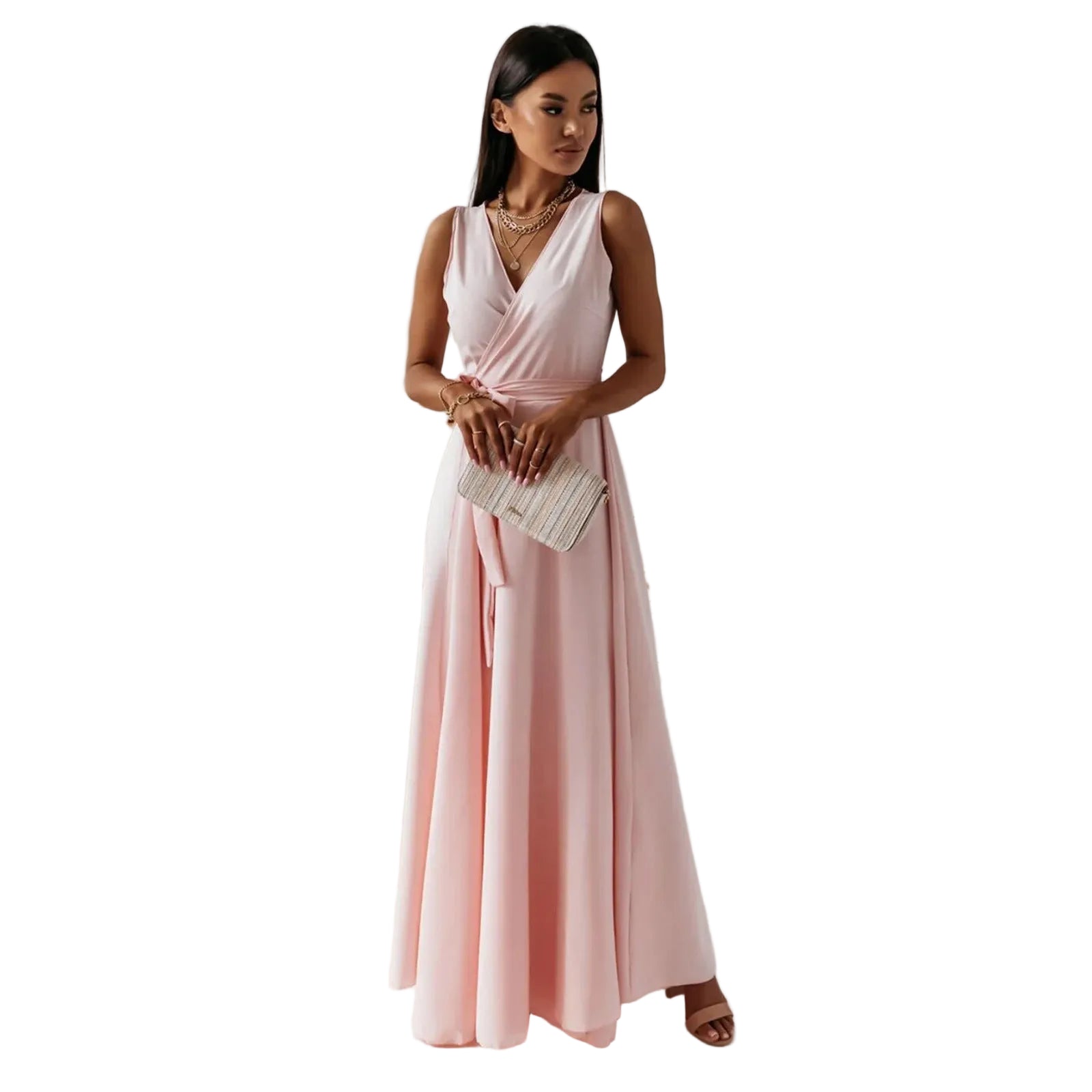 Clara – Elegant V-neck Sleeveless Dress - Image 1