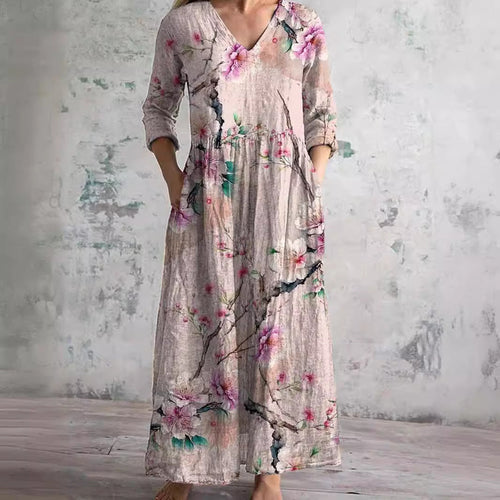 Amelie – Women V-Neck and Floral Pattern Dress - Image 2