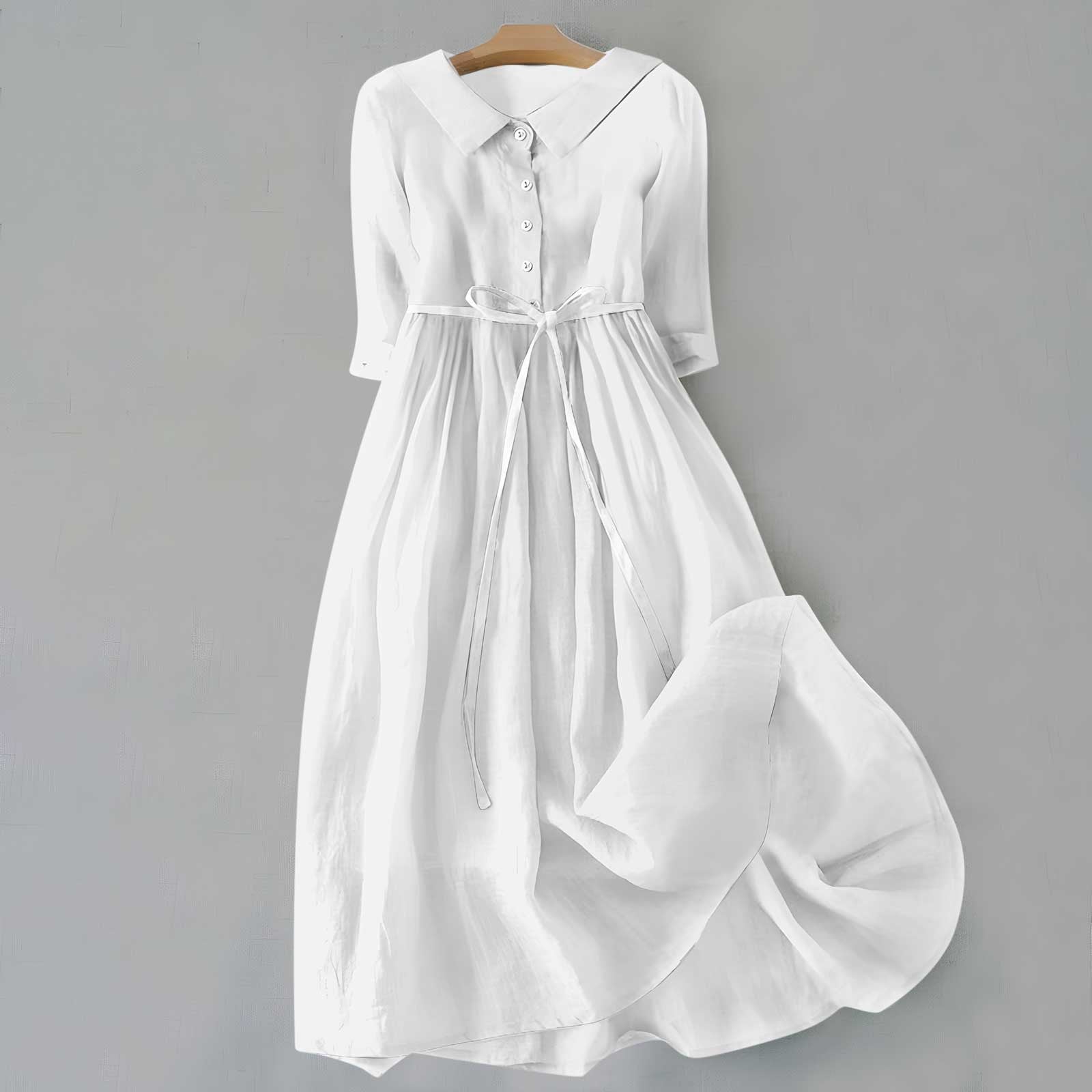 Kerstin – Women Cotton and Linen Button-Up Dress - Image 3