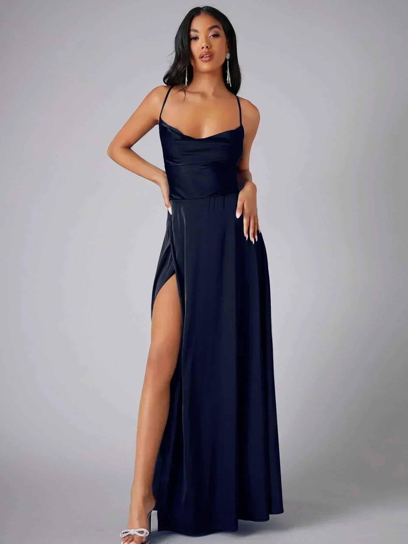 Sabine – Cowl Neck with Side Slit Dress - Image 4