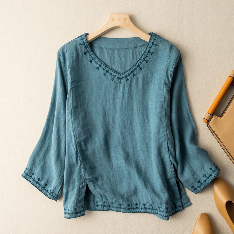 Cornelia – Women Pattern V-Neck Blouse - Image 3