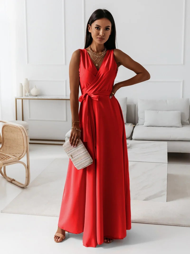 Clara – Elegant V-neck Sleeveless Dress - Image 4