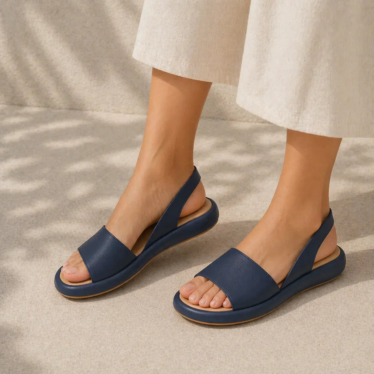 Block Heel Sandals Women's Soft Leather-Look Upper with Open Toe - Image 25