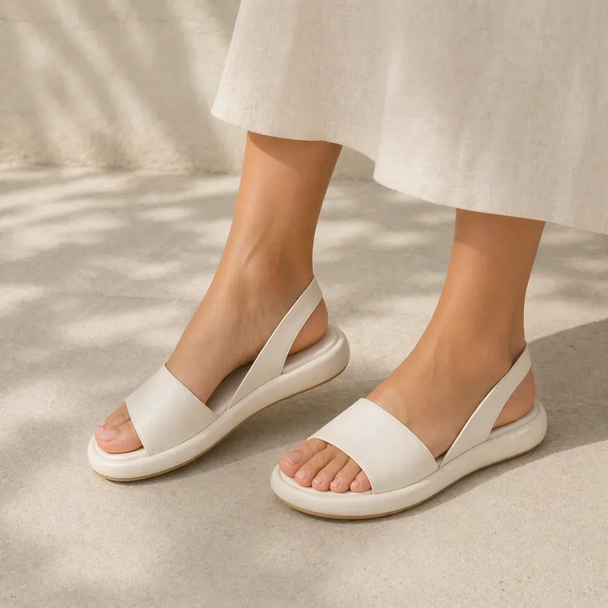 Block Heel Sandals Women's Soft Leather-Look Upper with Open Toe - Image 2