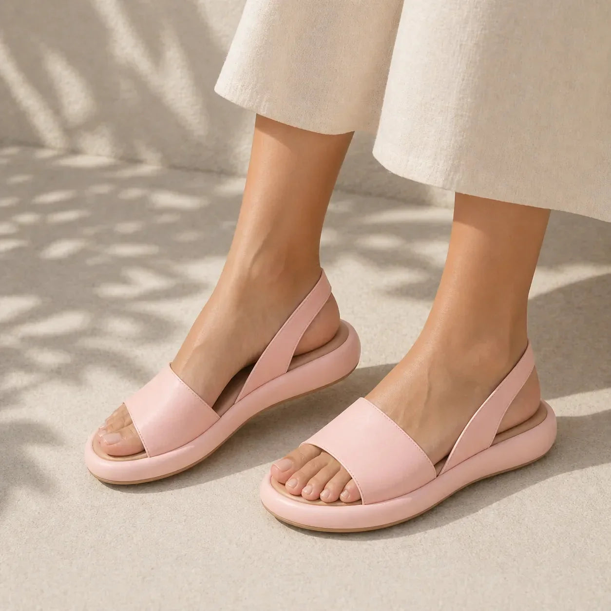 Block Heel Sandals Women's Soft Leather-Look Upper with Open Toe - Image 24