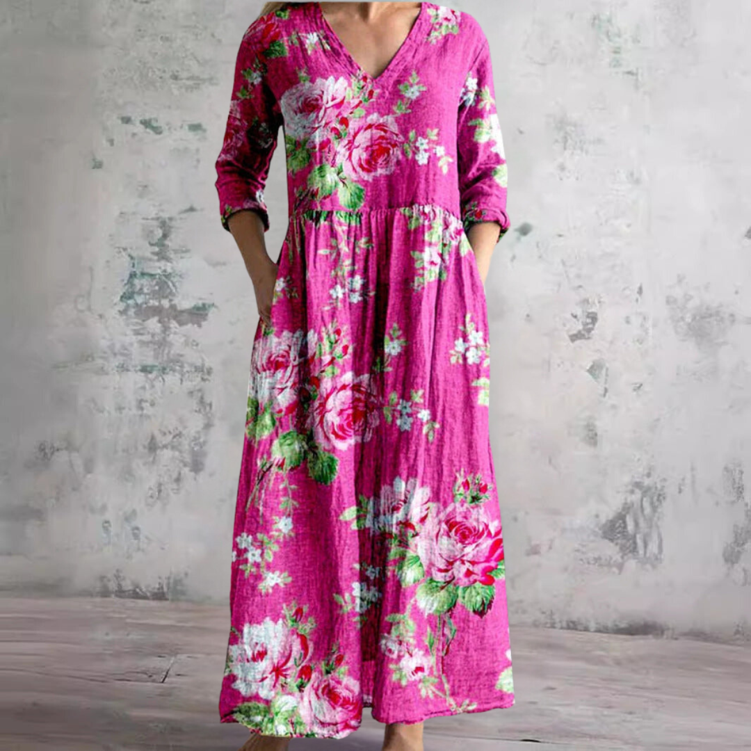 Amelie – Women V-Neck and Floral Pattern Dress - Image 6