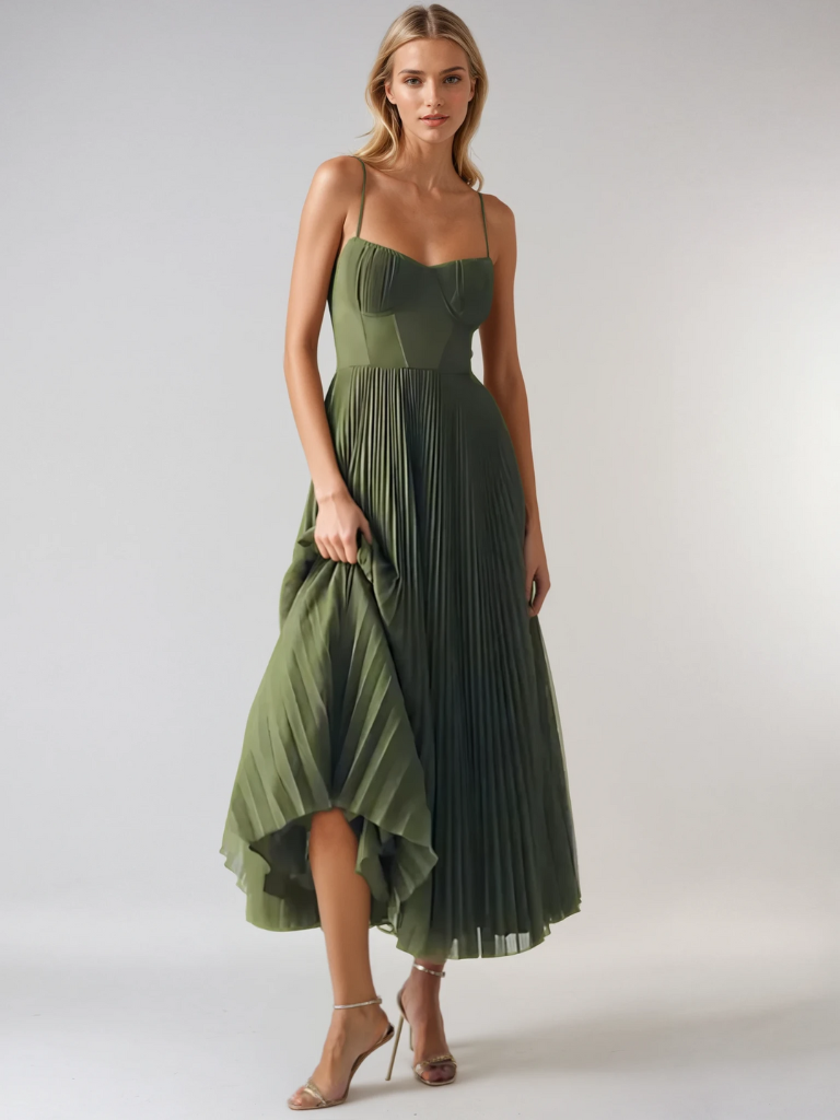 Melanie – Women  Sculpted Pleated Dress - Image 4