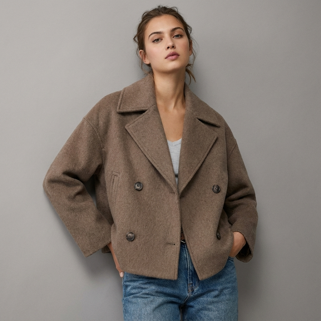 Double-Breasted Women's Jacket with Cropped Fit - Image 1