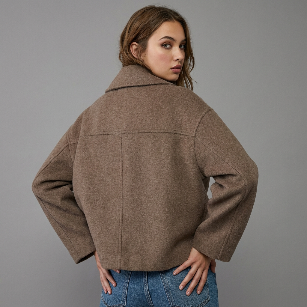 Double-Breasted Women's Jacket with Cropped Fit - Image 2