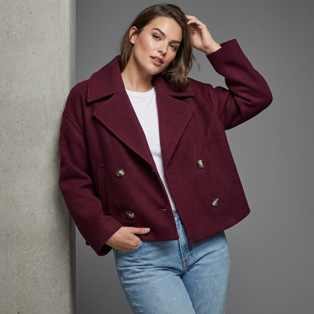 Double-Breasted Women's Jacket with Cropped Fit - Image 8