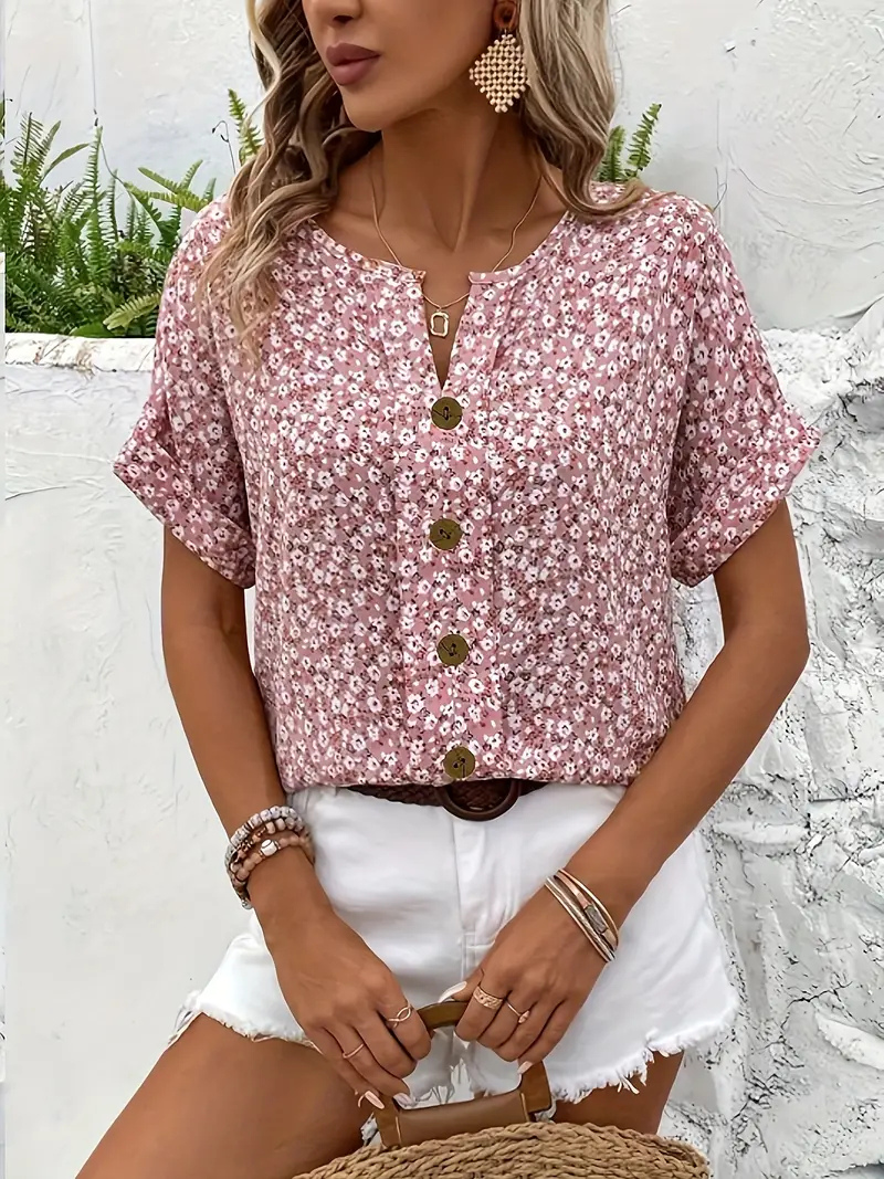 Livia – Ditsy Floral Button-Front Blouse - Image 2