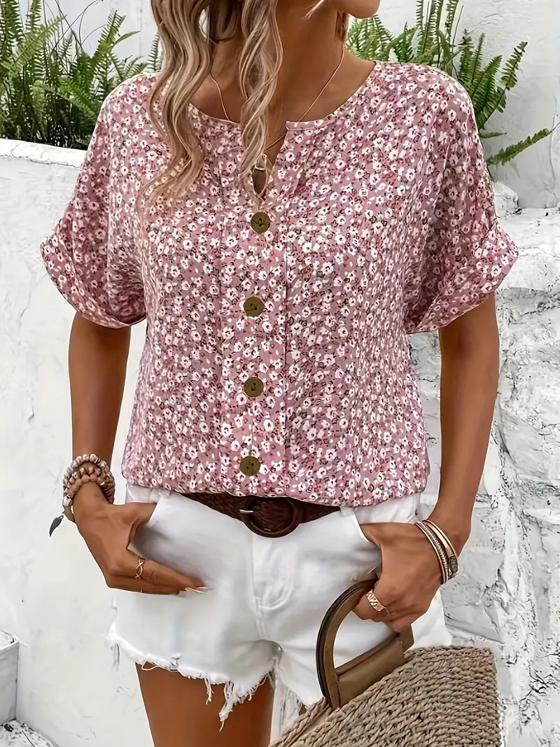 Livia – Ditsy Floral Button-Front Blouse - Image 3