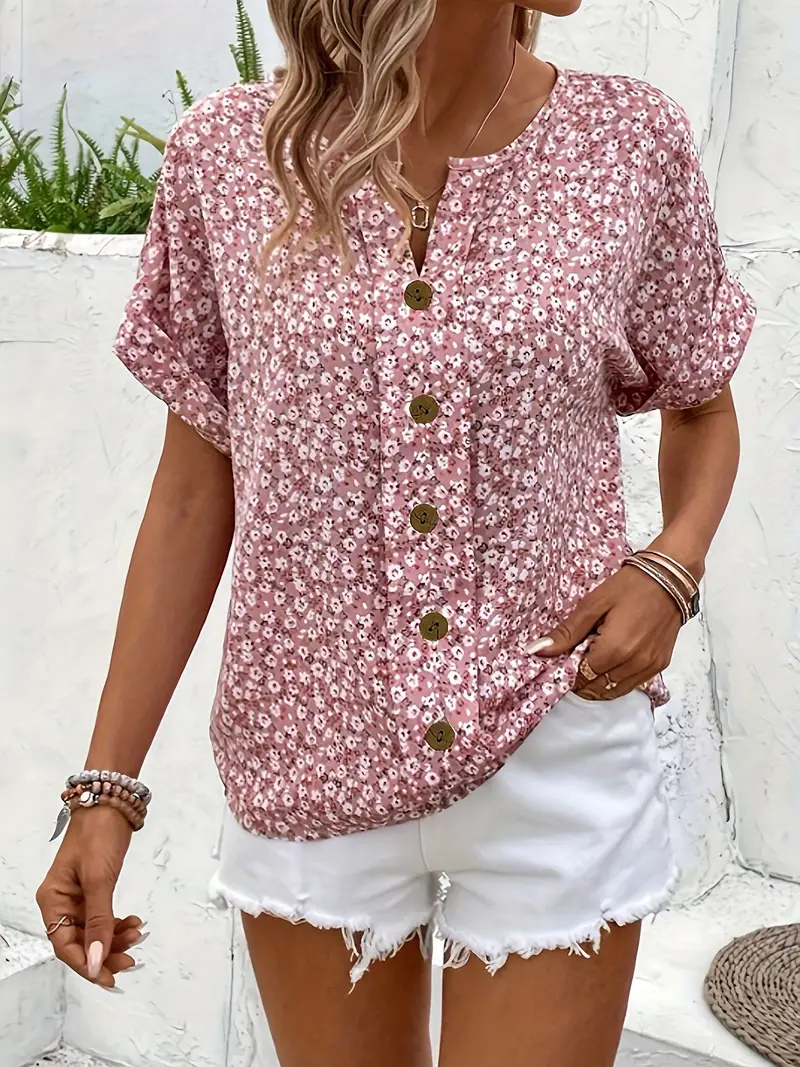Livia – Ditsy Floral Button-Front Blouse - Image 4