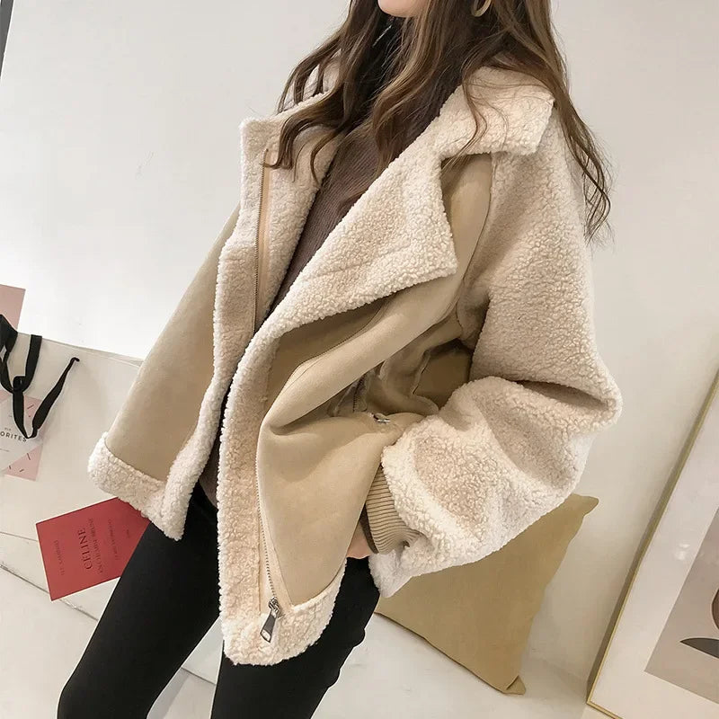 Jacket Women's Oversized Style with Cozy Fleece Lining - Image 4