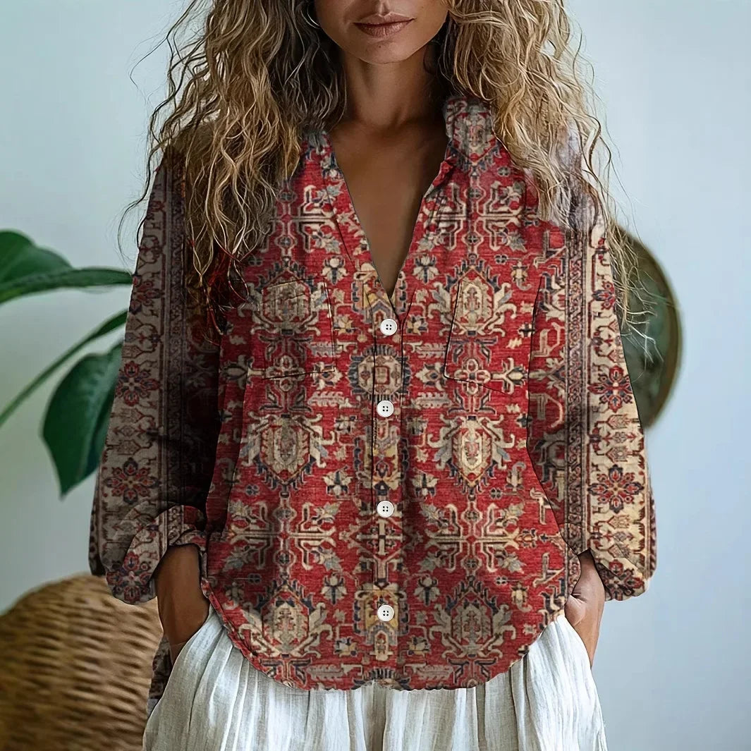 Luna – Women Floral Print Button-Up Blouse - Image 8
