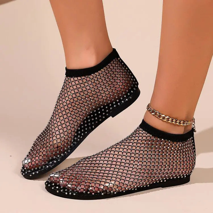 Ballet Flats Women's Mesh Upper with Rhinestone Detail - Image 3