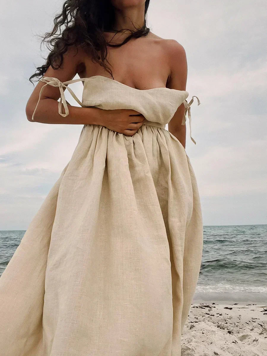 Laura – Elegant V-neck Strap Dress - Image 5