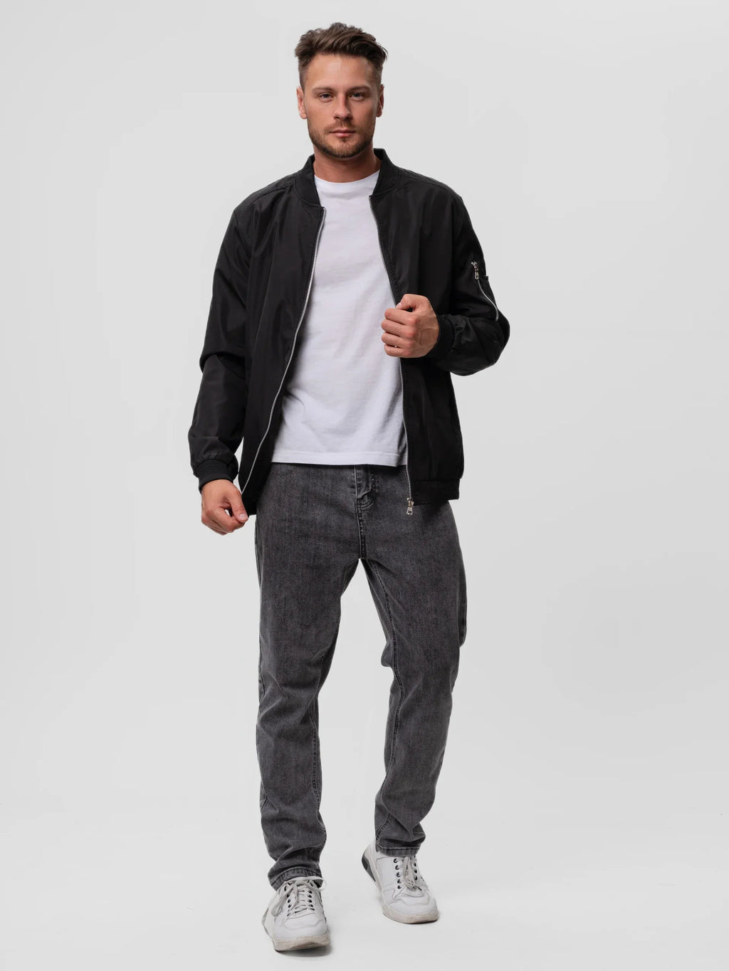 Men's Slim-Fit Bomber Jacket with Zipper - J&B; - 6 - Elvaroza.com