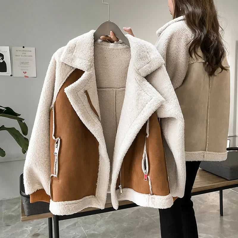 Jacket Women's Oversized Style with Cozy Fleece Lining - Image 3