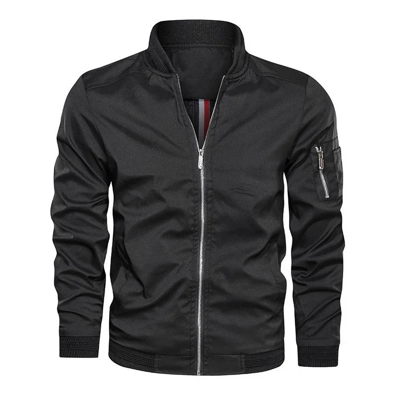 Men's Slim-Fit Bomber Jacket with Zipper - J&B; - 11 - Elvaroza.com