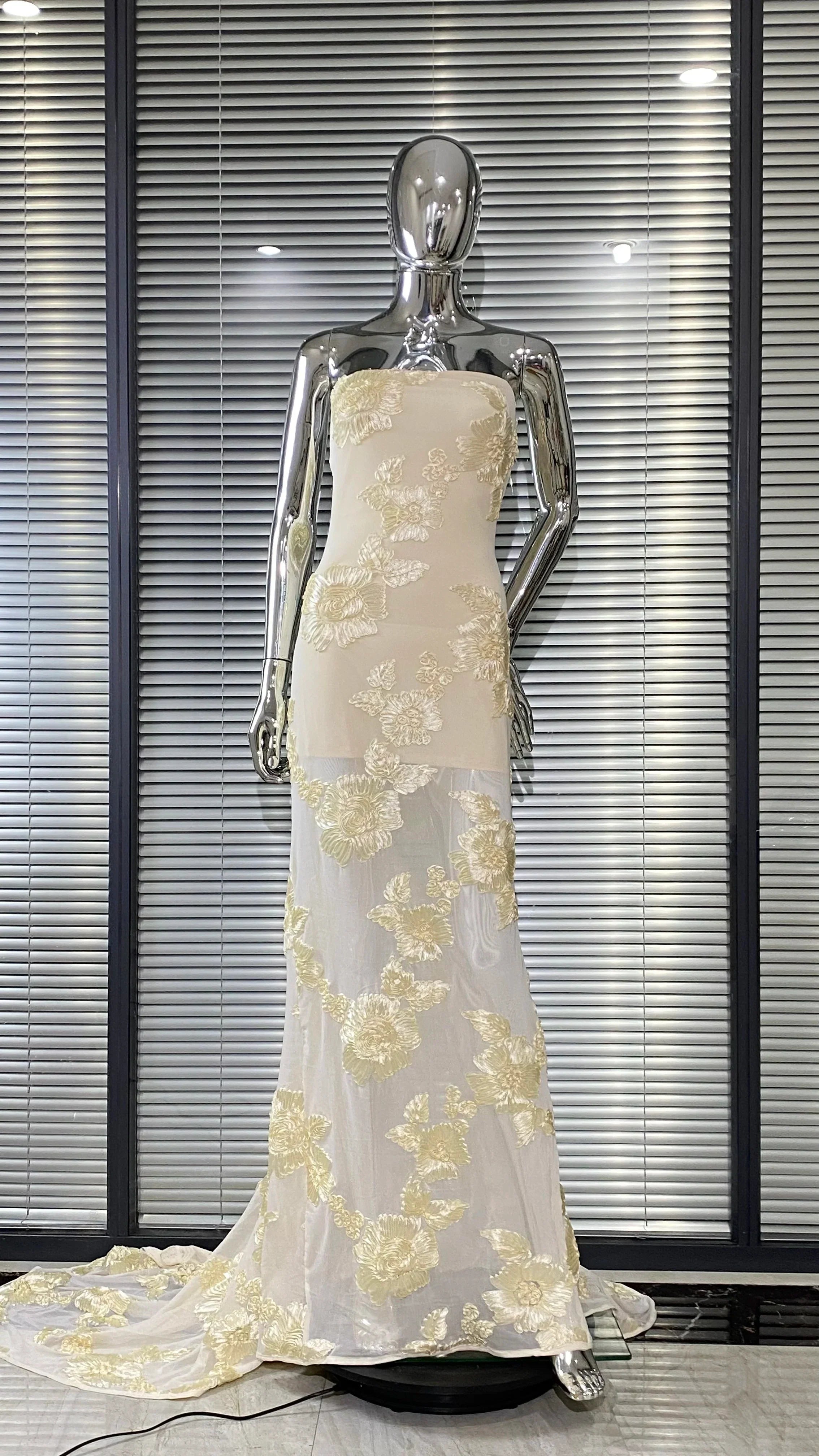 Laura – Strapless Floral Lace Dress - Image 6