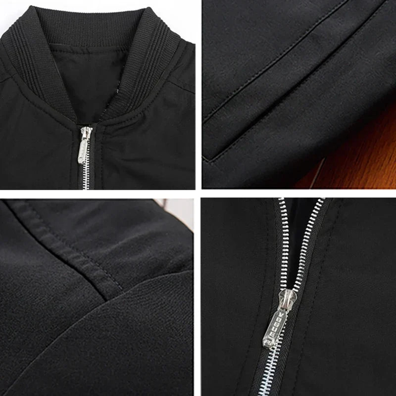 Men's Slim-Fit Bomber Jacket with Zipper - J&B; - 13 - Elvaroza.com