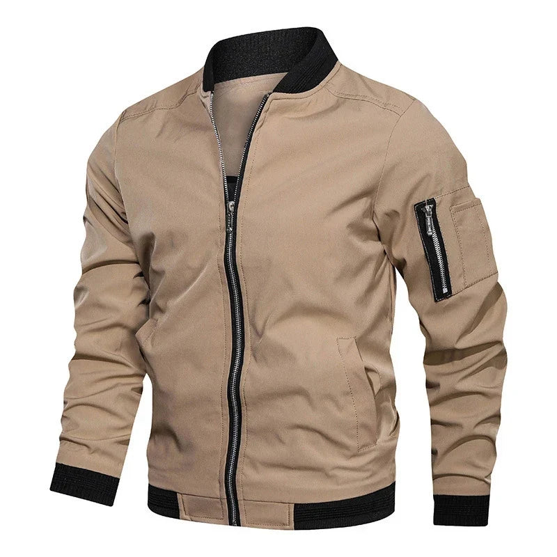 Men's Slim-Fit Bomber Jacket with Zipper - J&B; - 4 - Elvaroza.com