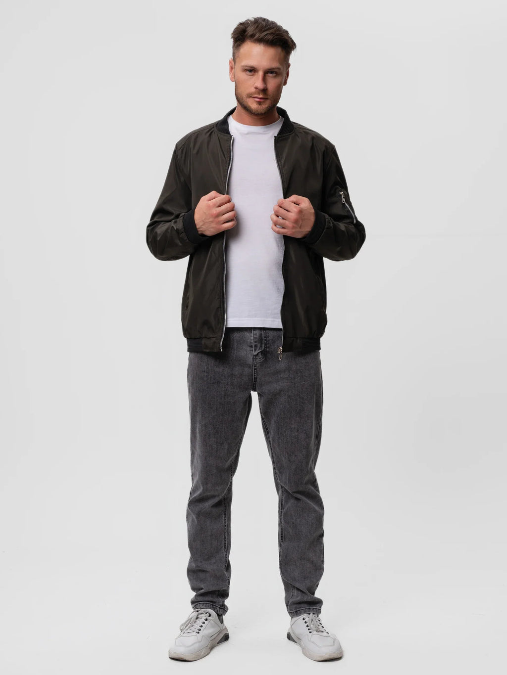 Men's Slim-Fit Bomber Jacket with Zipper - J&B; - 5 - Elvaroza.com