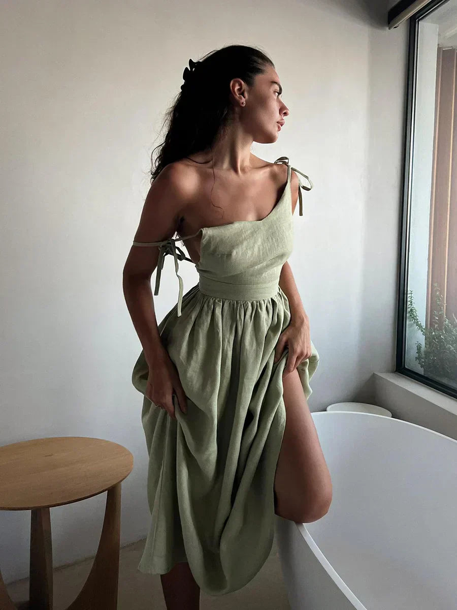 Laura – Elegant V-neck Strap Dress - Image 6