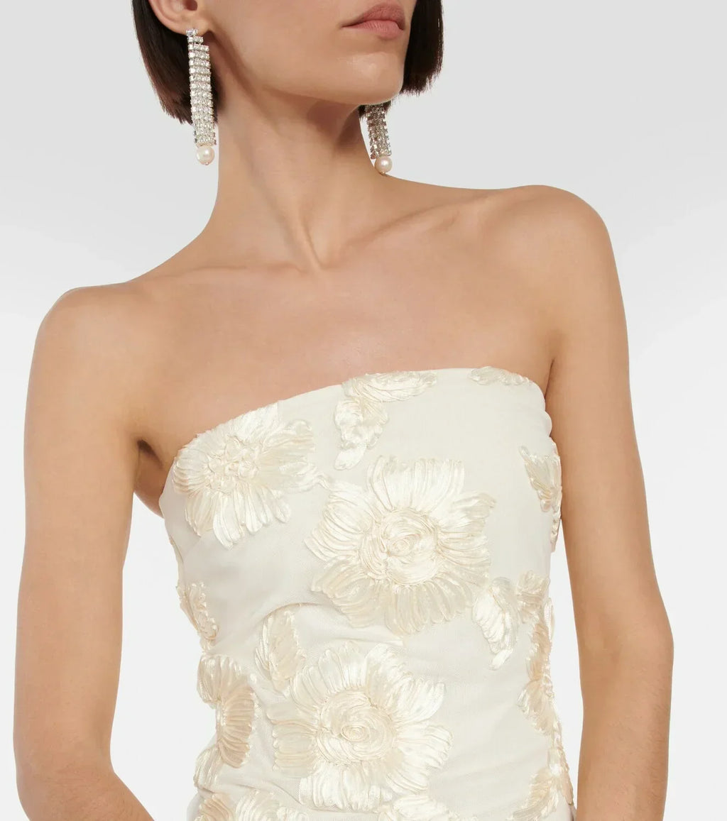 Laura – Strapless Floral Lace Dress - Image 2