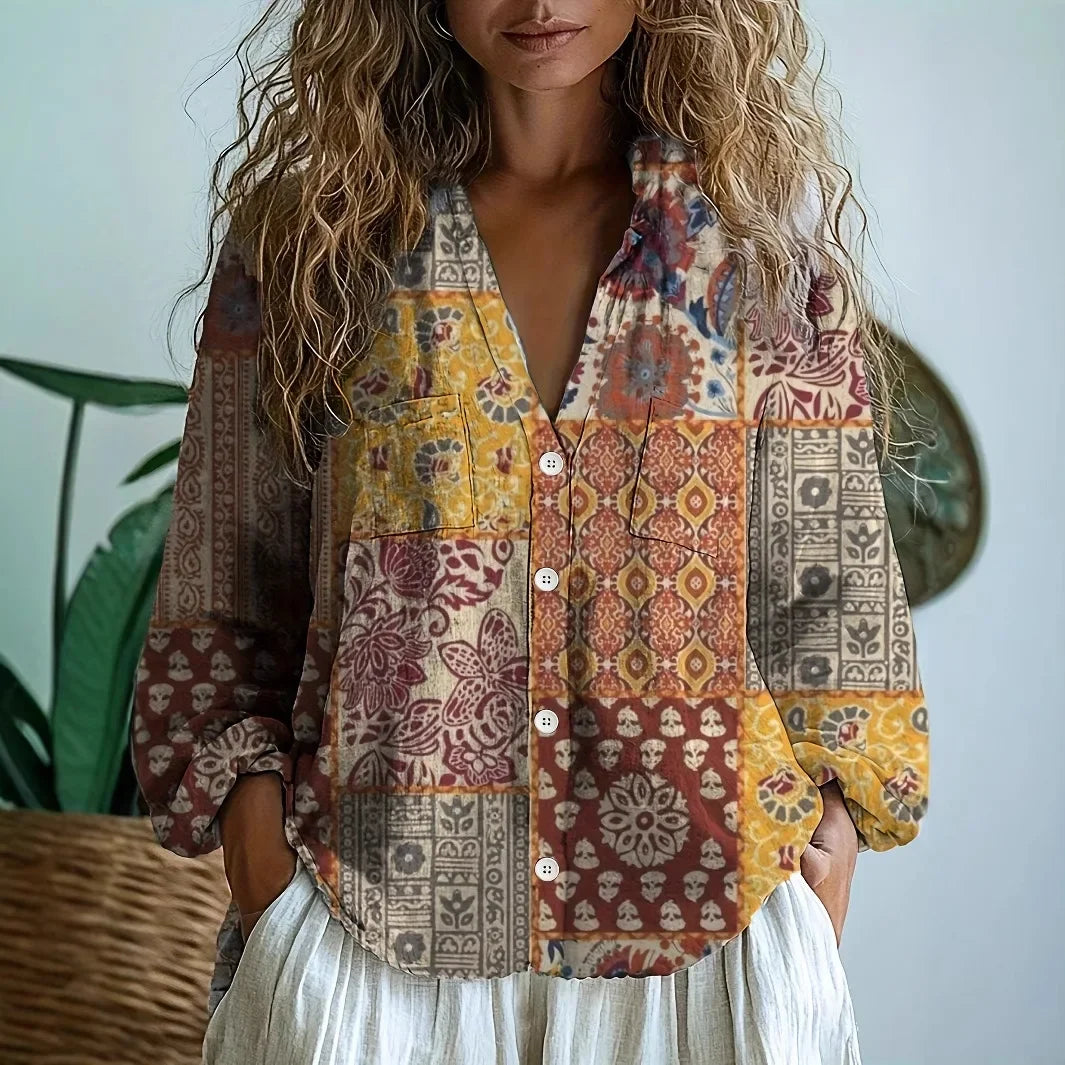 Luna – Women Floral Print Button-Up Blouse - Image 7