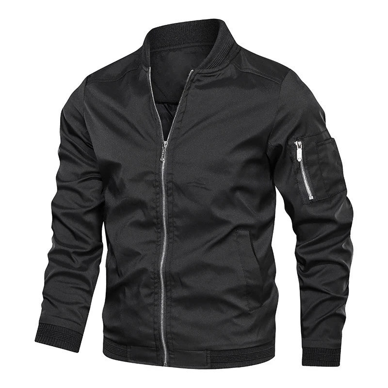 Men's Slim-Fit Bomber Jacket with Zipper - J&B; - 14 - Elvaroza.com