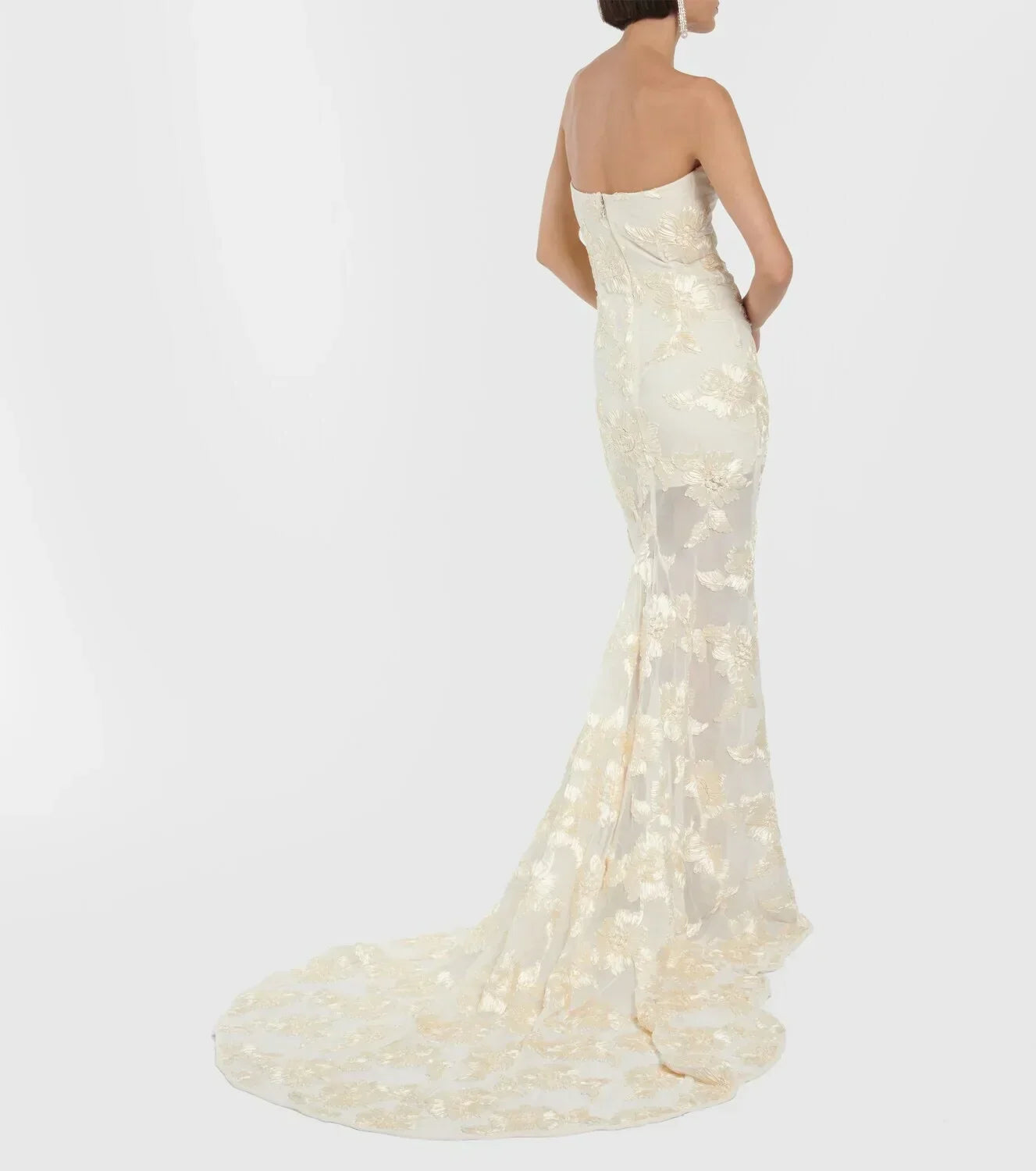 Laura – Strapless Floral Lace Dress - Image 3