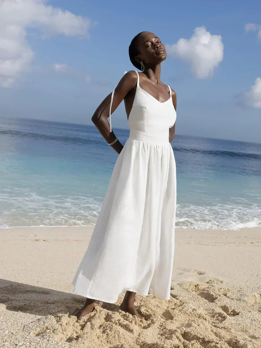 Laura – Elegant V-neck Strap Dress - Image 3