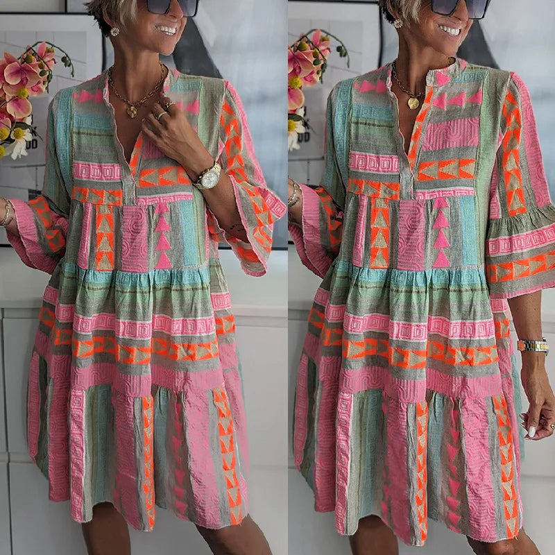 Elvira – Women Bohemian cotton and linen Dress - Image 5