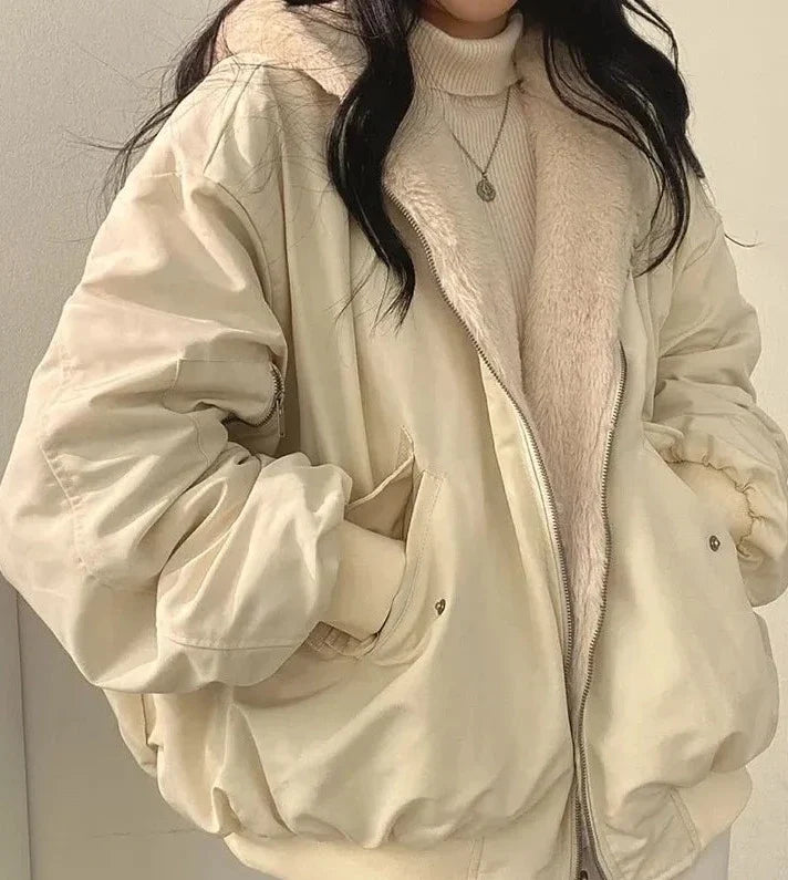 Oversized Down Jacket for Women with Soft Faux Fur Lining - J&B; - 4 - Elvaroza.com