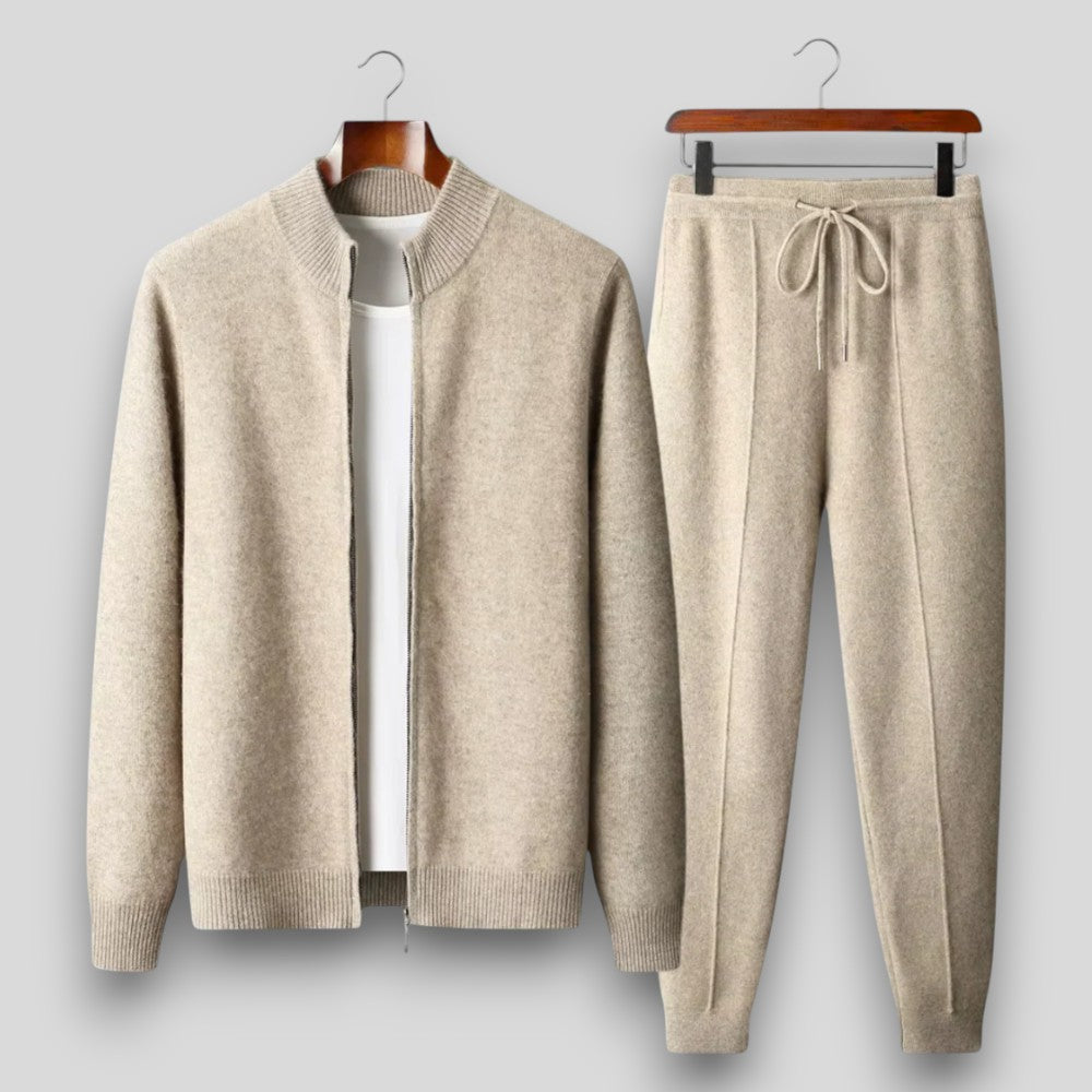 Two-piece set for women: loose-fitting cardigan and drawstring sweatpants - J&B; - 1 - Elvaroza.com